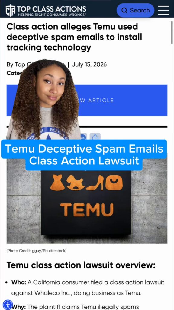 Have you experienced this? Follow us and save this video for updates on this class action! #Temu #ClassAction #Consumer