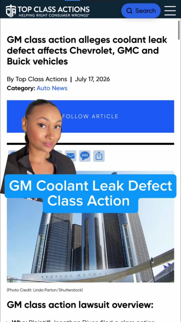 GM drivers! Save this video and follow us for updates on this class action. #Chevrolet #GMC #Buick #Auto #CarTrouble