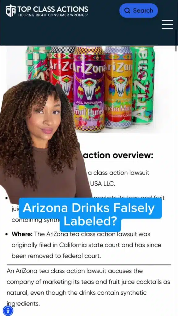 Do you drinks these? Follow us for updates on this class action lawsuit! #ArizonaTea #Consumer #ClassAction #FalseMarketing