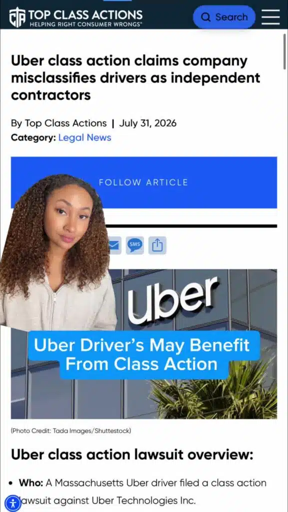 If you currently drive—or previously drove—for Uber, follow us for the latest updates on this class action lawsuit. #Uber #GigEconomy
