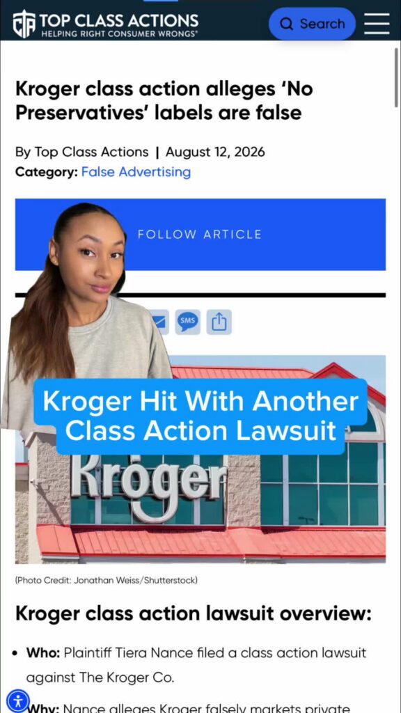 Follow us as the case develops to find out if it ultimately results in a settlement. #Kroger #ClassAction #ConsumerRights #ClassAction
