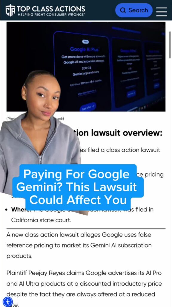 JUST IN: new Google class action claims AI subscriptions use false reference pricing. Do you have a Gemini subscription? Comment