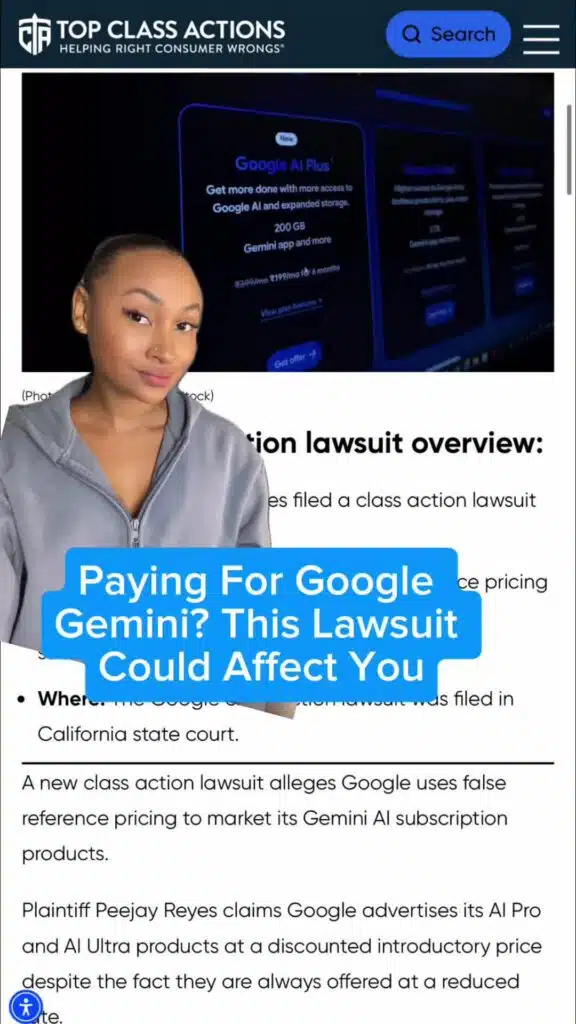 JUST IN: new Google class action claims AI subscriptions use false reference pricing. Do you have a Gemini subscription? Comment