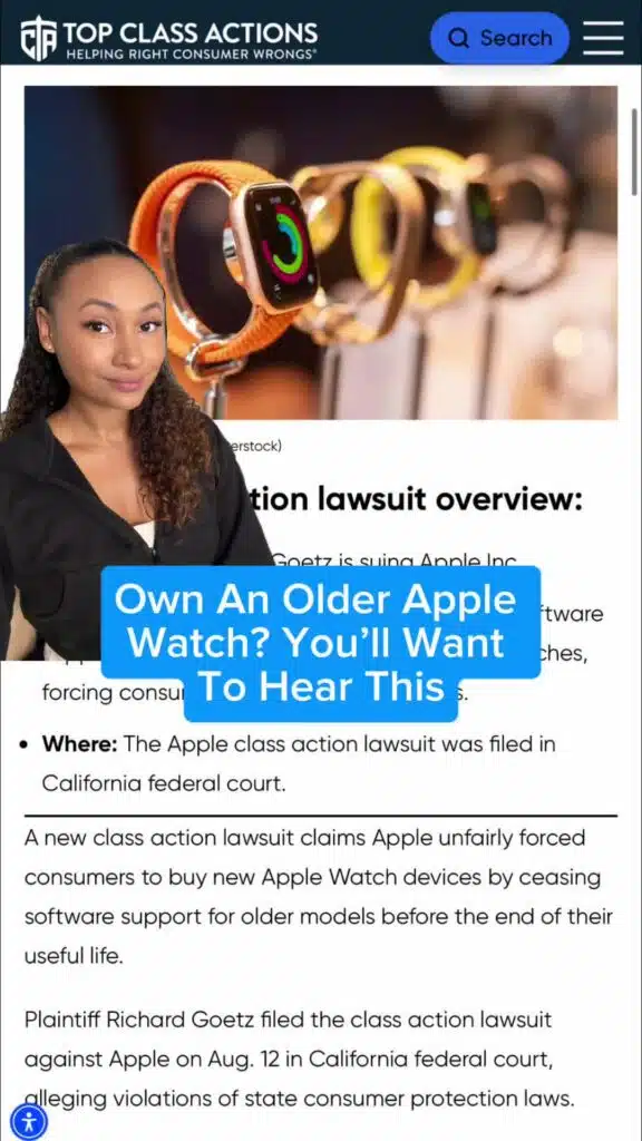 JUST IN: Apple faces a class action over claims it prematurely ended software support for older Apple Watches. Do you