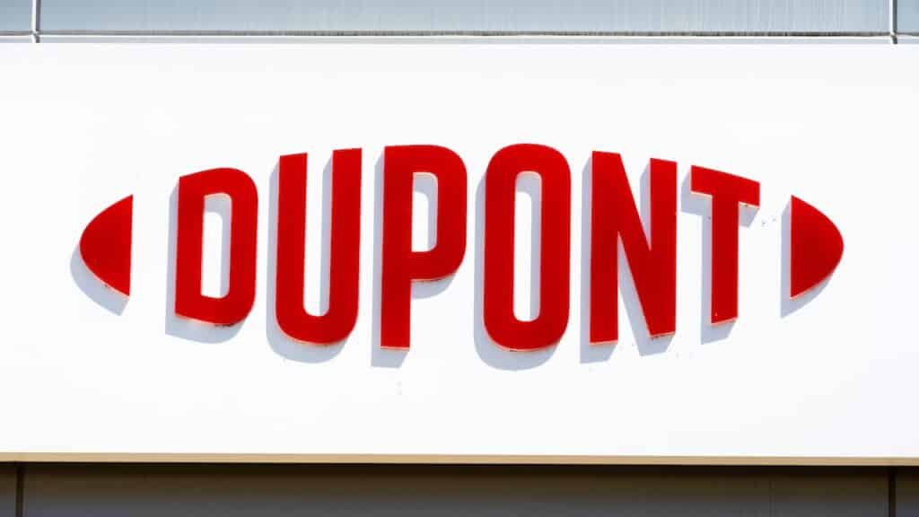 DuPont logo displayed at their Silicon Valley Technology & Innovation Center; DuPont de Nemours, Inc is an American company operating in the chemicals industry