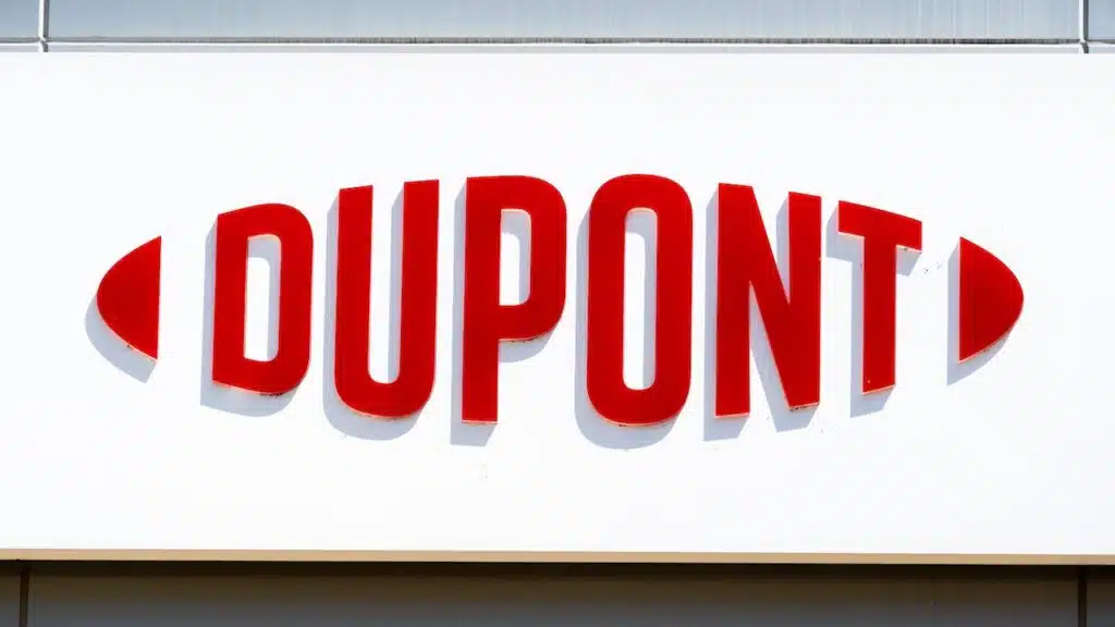 DuPont logo displayed at their Silicon Valley Technology & Innovation Center; DuPont de Nemours, Inc is an American company operating in the chemicals industry
