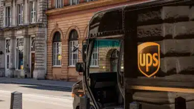 UPS or United Parcel Service truck