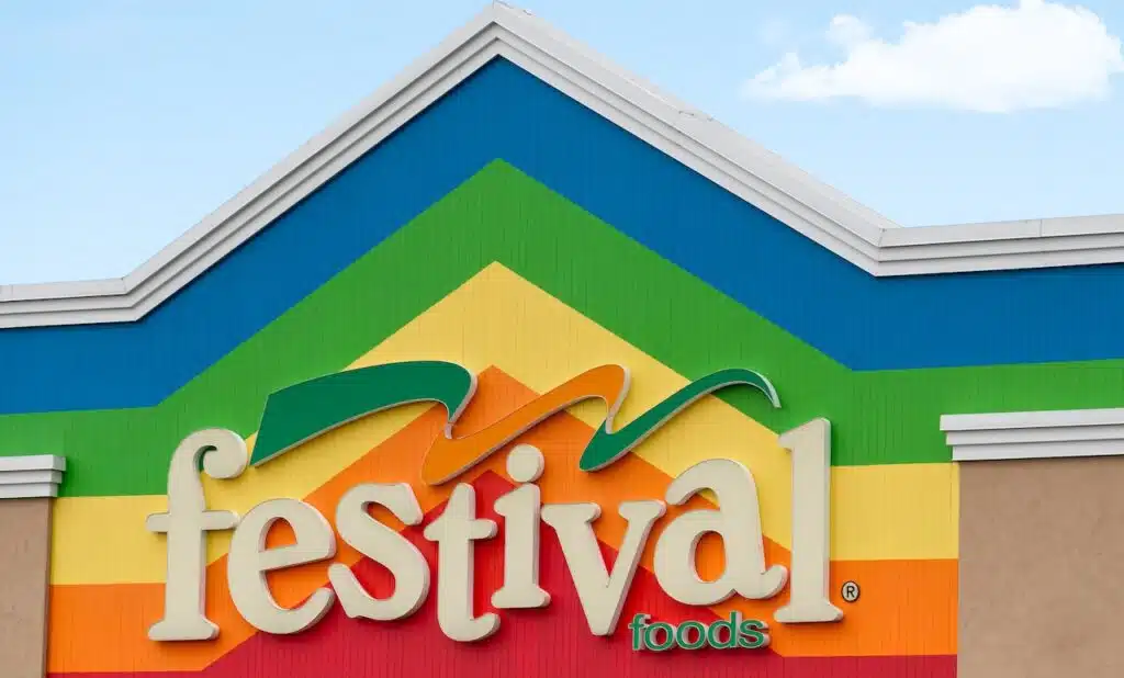 Festival Foods retail grocery store exterior and trademark logo.