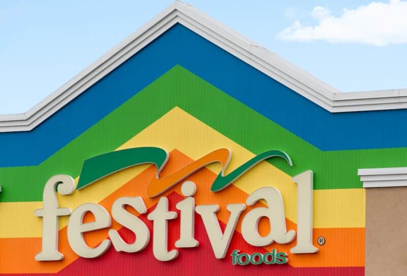 Festival Foods retail grocery store exterior and trademark logo.