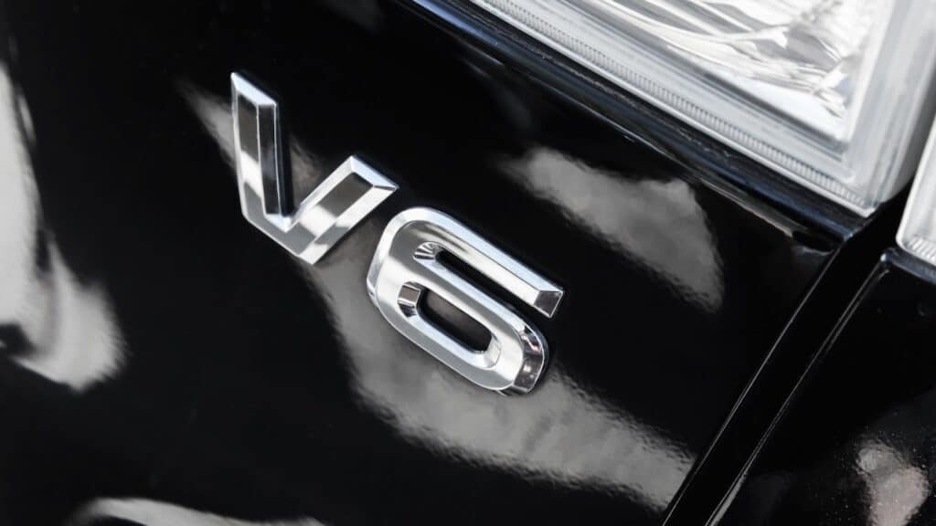 Close up detail of modern powerful automobile internal combustion engine