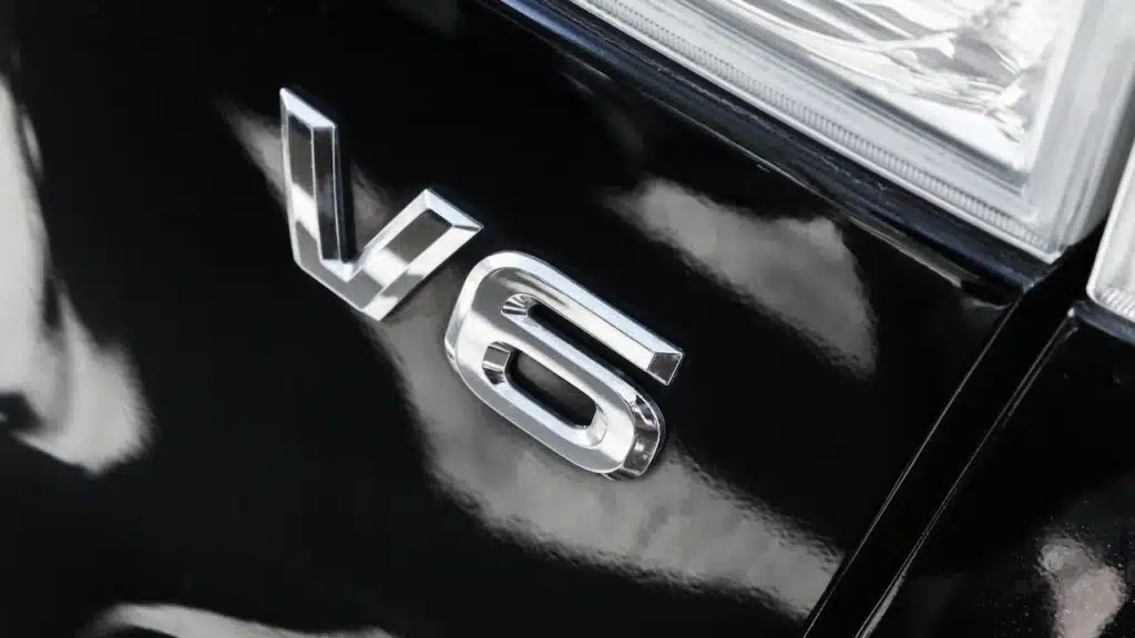 Close up detail of modern powerful automobile internal combustion engine
