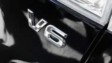 Close up detail of modern powerful automobile internal combustion engine