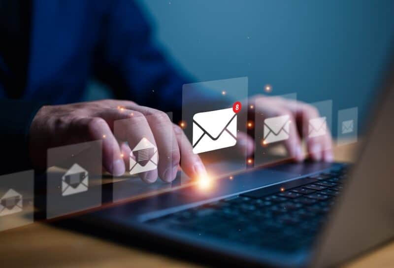New email notification concept for business e-mail communication and digital marketing.