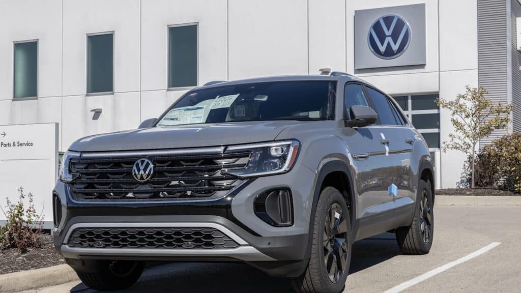 Volkswagen Atlas display at a dealership.