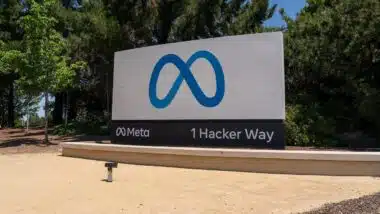 Meta logo is seen outside the Meta Platform Inc.'s headquarters campus in Menlo Park, California, USA