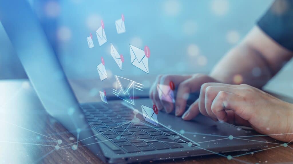 Email warning alert concept, New email notification, Business email and email working, receive and send mail.