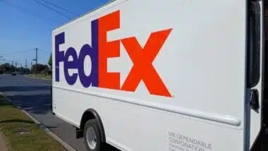 FedEx logo on a FedEx product delivery truck:
