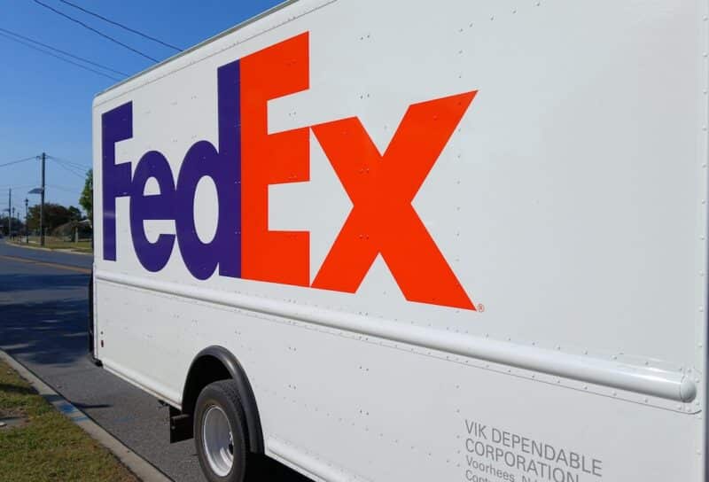 FedEx logo on a FedEx product delivery truck: