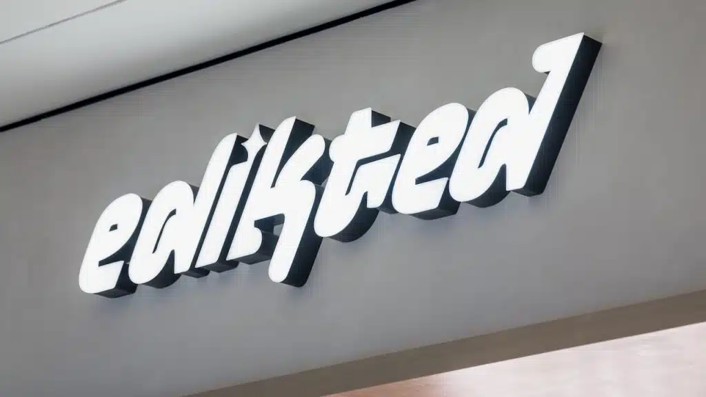 The sign to an Edikted is seen on the facade of a retail store.