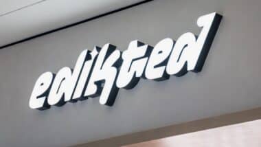 The sign to an Edikted is seen on the facade of a retail store.