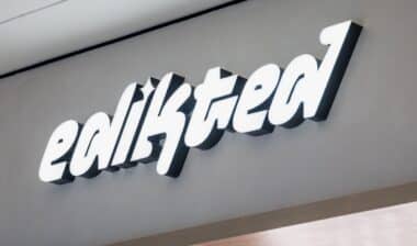 The sign to an Edikted is seen on the facade of a retail store.
