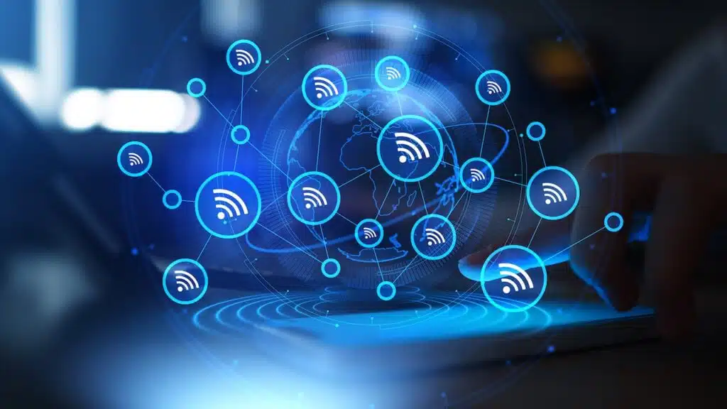 Global Wireless Connectivity Network and Wi-Fi Communication Technology.