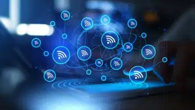 Global Wireless Connectivity Network and Wi-Fi Communication Technology.