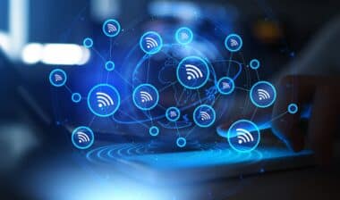 Global Wireless Connectivity Network and Wi-Fi Communication Technology.