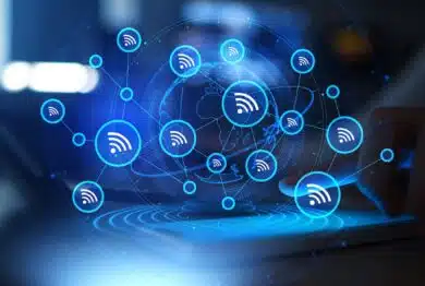 Global Wireless Connectivity Network and Wi-Fi Communication Technology.