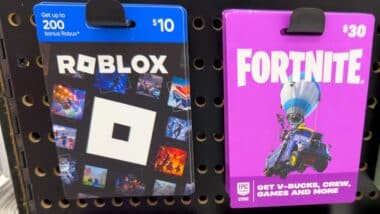Roblox Fortnite Gift Cards Displayed On Retail Rack