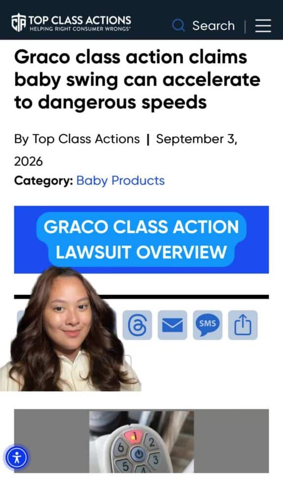 DM us ‘YES’ below to receive full lawsuit information and check your eligibility! BABY SAFETY ALERT: Graco Sued Over Defective