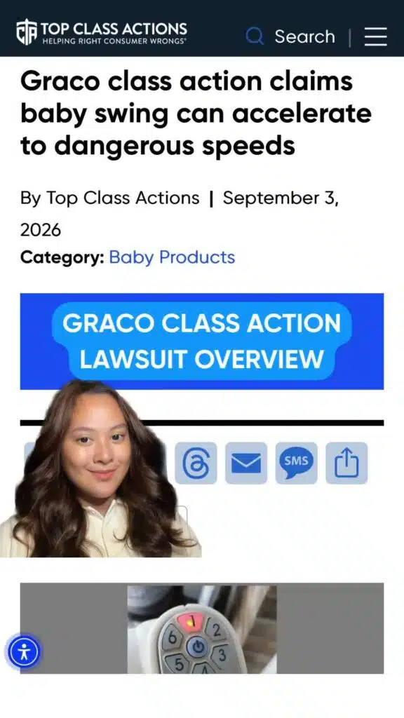 DM us ‘YES’ below to receive full lawsuit information and check your eligibility! BABY SAFETY ALERT: Graco Sued Over Defective