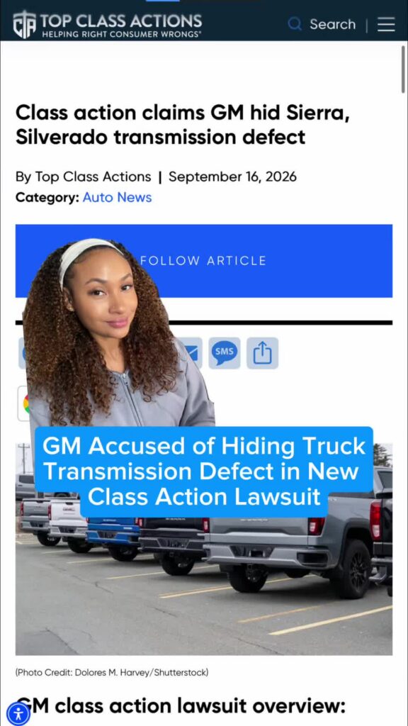 NEW CLASS ACTION ALERT: GM faces a lawsuit over claims certain Silverado, Sierra, Canyon and Colorado trucks have a transmission