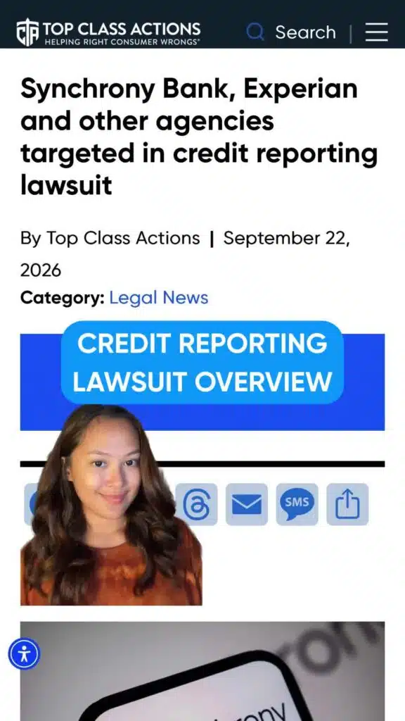 Litigation Checklist Synchrony Bank, Experian and other agencies targeted in credit ...