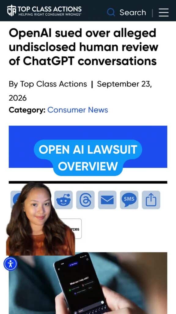 Your "private" AI prompts might not be so private! The suit alleges automated filters failed to prevent personal identifying info