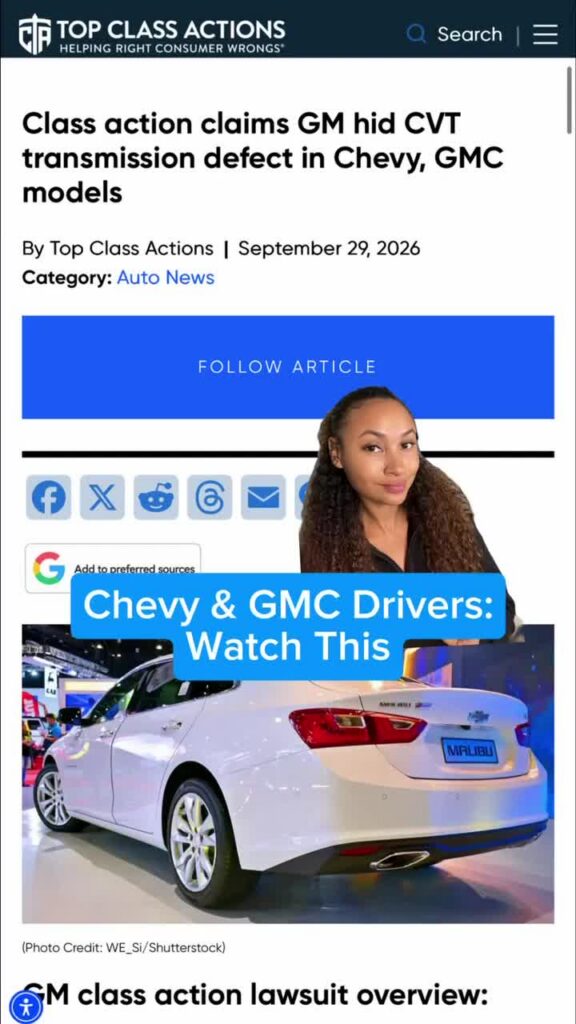 JUST IN: GM faces a class action over claims certain Chevy and GMC vehicles have defective CVT transmissions. Does your