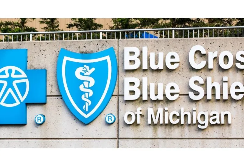 Blue Cross Blue Shield of Michigan (BCBSM) Sign in Downtown Detroit, Michigan