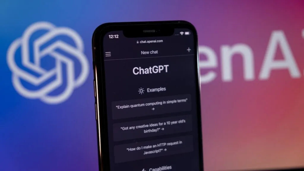 Smartphone screen with ChatGPT web page