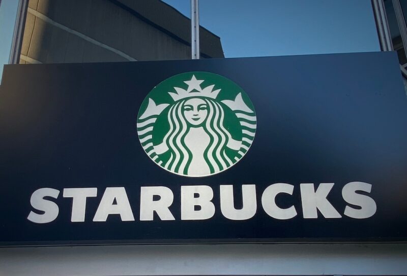 Starbucks coffee office building storefront logo signage