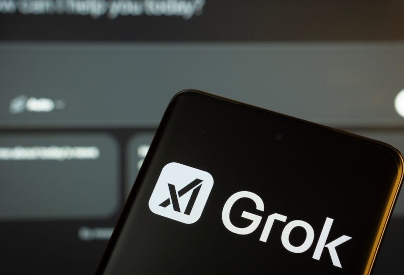 Grok Ai logo is seen on a smartphone.