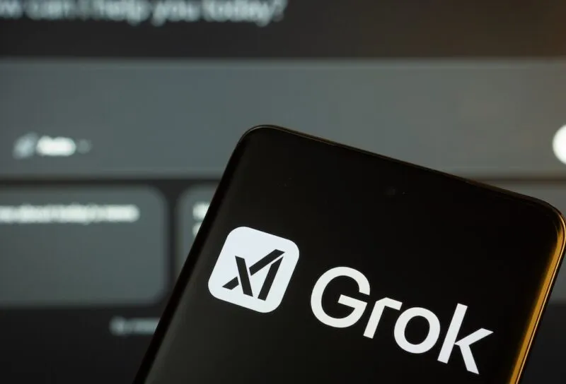 Grok Ai logo is seen on a smartphone.