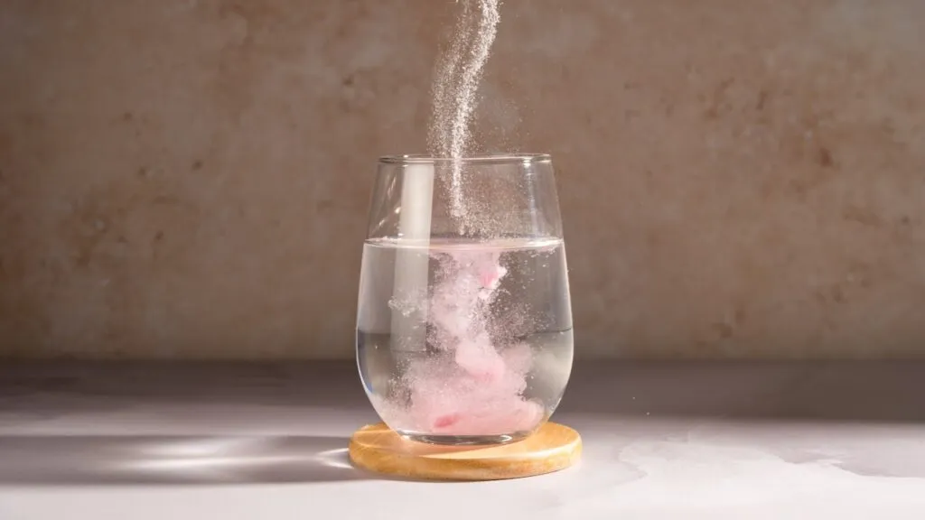 adding mix to glass of water