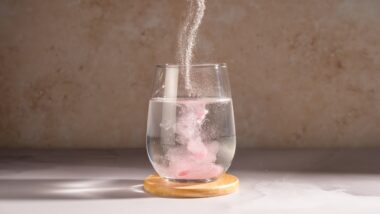 adding mix to glass of water