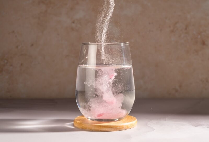 adding mix to glass of water