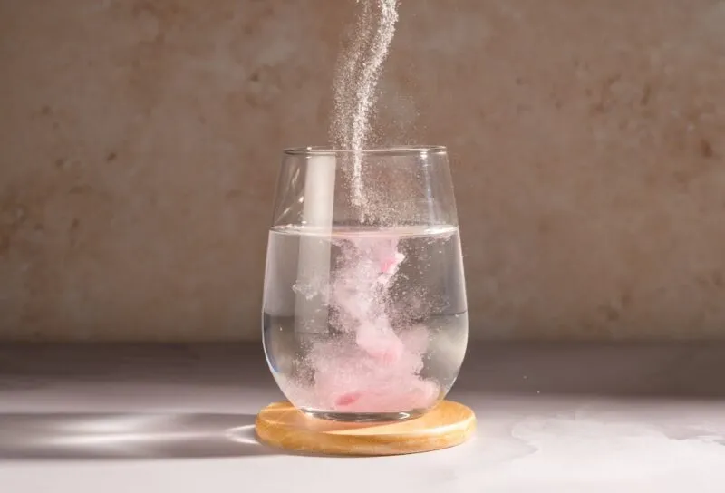adding mix to glass of water
