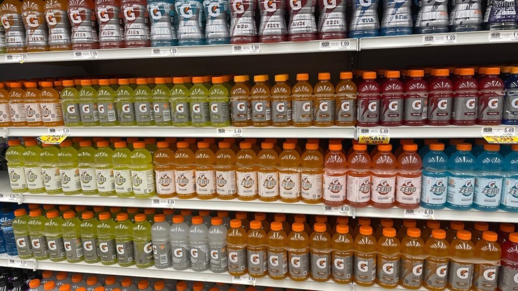 Grocery store Gatorade sports drink full shelves