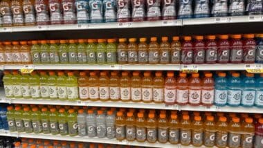 Grocery store Gatorade sports drink full shelves