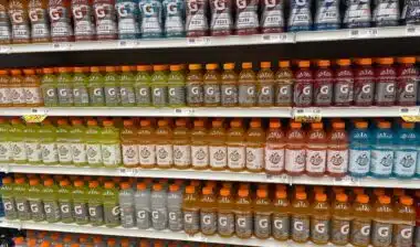 Grocery store Gatorade sports drink full shelves