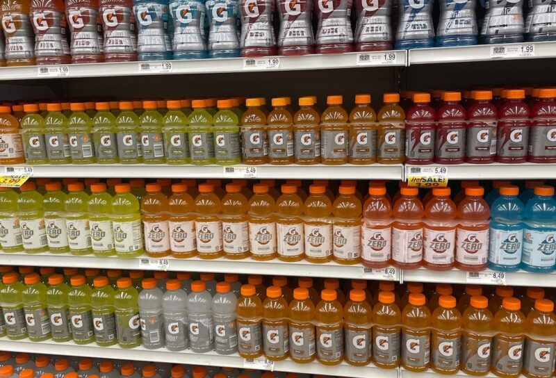 Grocery store Gatorade sports drink full shelves