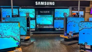 Samsung Televisions on Display at Best Buy Store